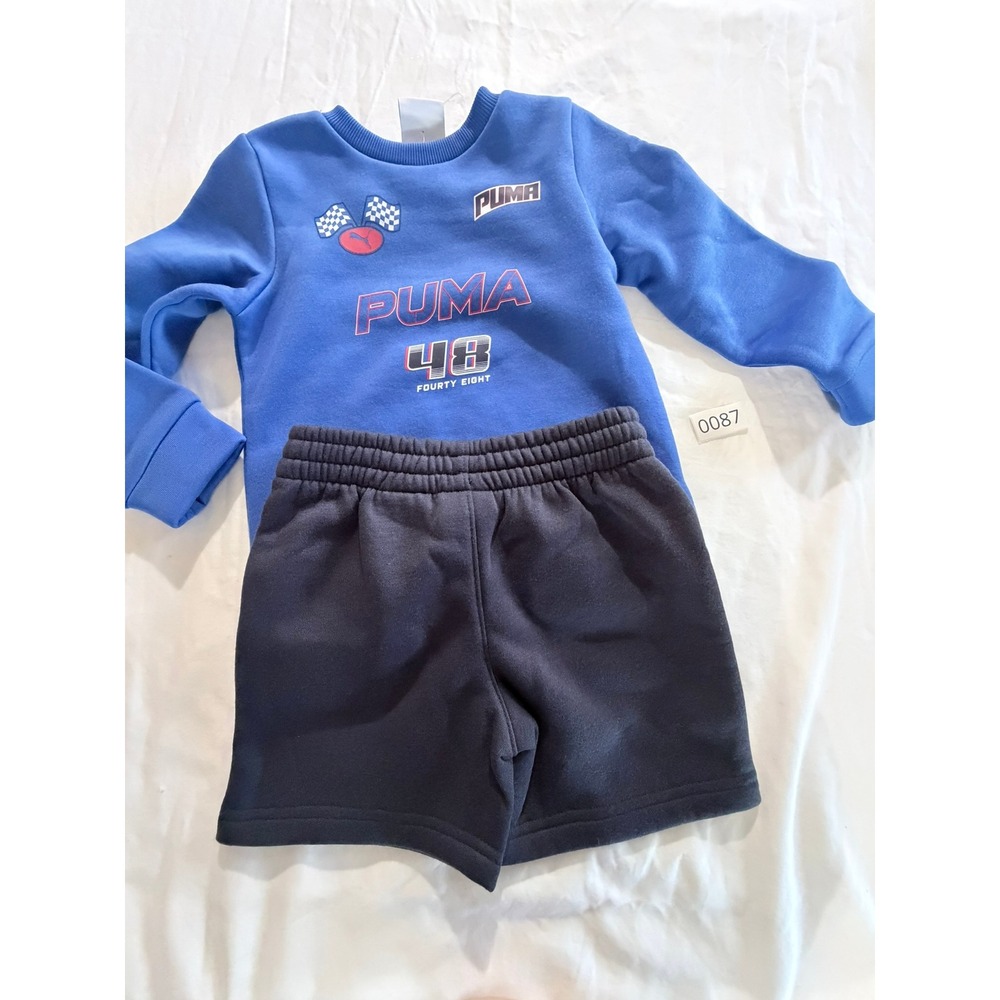 Puma Toddler Boys Blue Racing Graphic Sweatshirt and Shorts Set 3T PBS26-19837